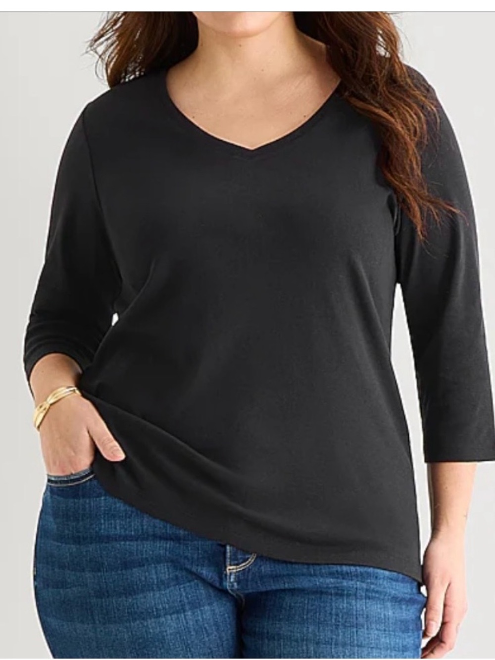St. John's Bay Black 3/4 Sleeve Women's Top, 2X Plus